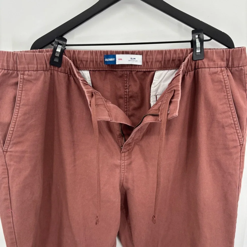 Old Navy Mens XXL Chino Jogger Pants 42x38 Clay‎ Red Slim Built-In Flex Elastic